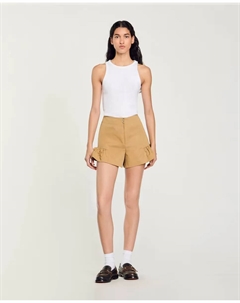Женские шорты с рюшами и застежкой-молнией, коричневый Sandro