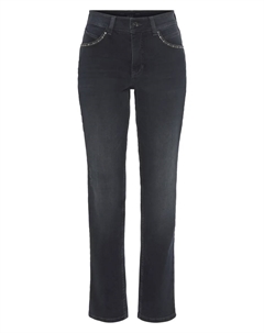 Джинсы-стрейч "Melanie-Glam", заклепки на карманах, цвет Blue-Black Used Wash Mac