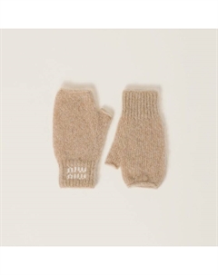 Перчатки из шерсти и мохера, бежевый Miu miu