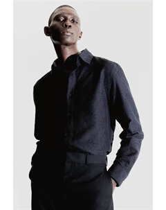 Рубашка в кружевном стиле, стандартного кроя, черный H&m