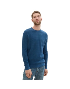 Свитер Structured Crewneck Knit, синий Tom tailor