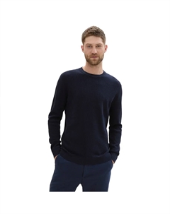 Свитер Structured Crewneck Knit, синий Tom tailor
