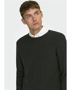 Джемпер NORMAL GESCHNITTEN RUNDHALSAUSSCHNITT, оливковый Only & sons