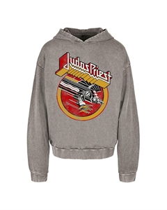 Толстовка с капюшоном JUDAS PRIEST SOLID CIRCLE ACID WASHED , темно-серый Merchcode