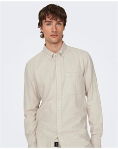 Мужская рубашка узкого кроя, бежевый Only & sons