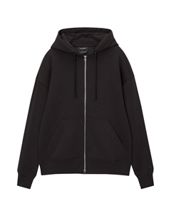 Толстовка с капюшоном на молнии, черный Pull & bear
