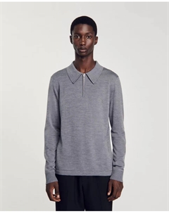 Мужской вязаный свитер-поло, серый Sandro