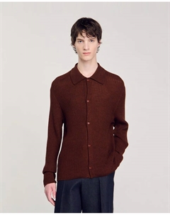 Мужская рубашка в рубчик с классическим воротником, коричневый Sandro