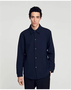 Однотонная тонкая мужская рубашка темно-синего цвета Sandro