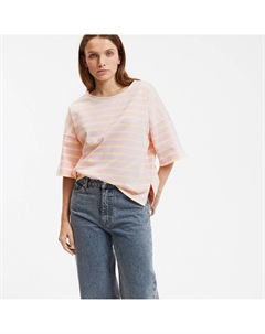 Футболка с круглым вырезом розовый La redoute collections