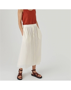 Юбка из газовой хлопчатобумажной ткани длина миди белый Laredoute