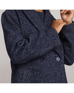 Полупальто с шалевым воротником из смешанной шерсти синий Laredoute