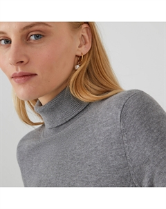 Базовый джемпер с высоким воротником с отворотом серый Laredoute