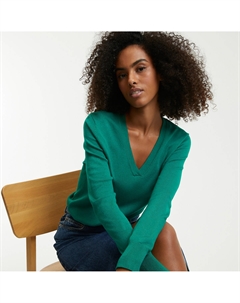 Базовый джемпер с V-образным вырезом зеленый Laredoute