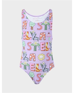 Купальник слитный с логотипом, сиреневый Stella mccartney