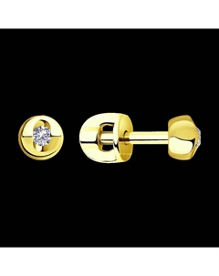 Серьги-пусеты из желтого золота с бриллиантами Sokolov