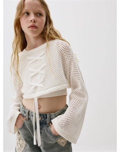 Укороченный джемпер с декоративной шнуровкой для девочек Sela