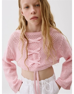 Укороченный джемпер с декоративной шнуровкой для девочек Sela