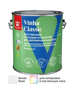 Антисептик кроющий Vinha Classic VVA полуматовый белый 2.7 л Tikkurila
