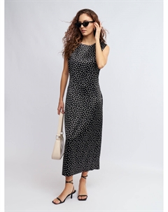 Атласное платье миди в горошек без рукавов Zolla