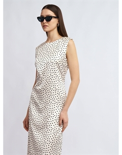 Атласное платье миди в горошек без рукавов Zolla