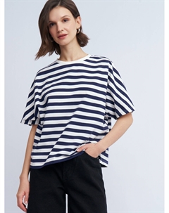 Футболка из хлопка в полоску с коротким рукавом Zolla