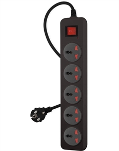Сетевой фильтр 500UNH-5-BG, 5-розеток, 5 м, черный/серый (500UNH-5-BG) Buro