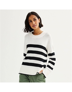 Женский свитер с круглым вырезом и боковыми разрезами, цвет Ivory Ore Stripe Sonoma goods for life