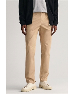 Брюки-чиносы приталенного кроя из хлопкового твила, коричневый Gant