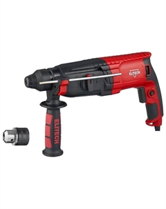 Перфоратор П0826РЭМ, сетевой, SDS-Plus, 800Вт, 2.8 Дж, 1200 об/мин, 5500 уд/мин, кейс, 3.2кг (178186) боковая рукоятка, ограничитель глубины сверления Elitech