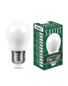 Лампа светодиодная E27 шар/G45, 11Вт, 6400K / дневной, 905лм, SAFFIT SBG4511 (55141) Saffit