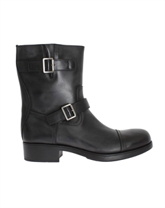 Элегантные черные кожаные дизайнерские сапоги, черный Prada