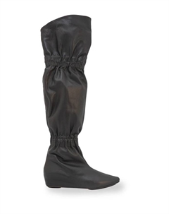 Кожаные сапоги выше колена на танкетке, зеленый Cortana