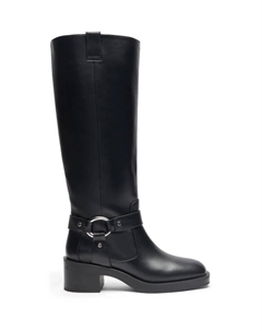 Стильные сапоги до колена в мото стиле, черный Stuart weitzman