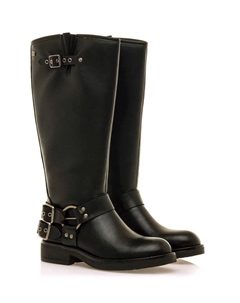 Женские высокие сапоги с пряжкой на каблуке, черный Mustang