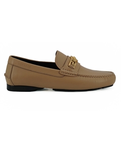 Изысканные кожаные мокасины Medusa золотистого оттенка Versace