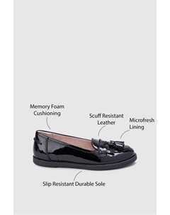 Кожаные лоферы для школы с бахромой, черный Next