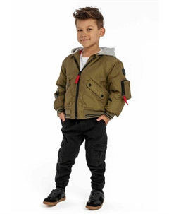 Легкая куртка BOMBER JACKET WITH HOOD, цвет khaki bown green Minoti