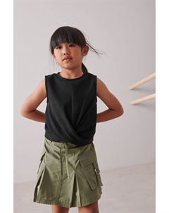 Блуза без рукавов в рубчик спереди, черный Next