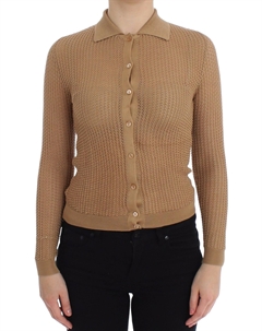 Бежевый вязаный хлопковый свитер-кардиган поло Dolce&gabbana
