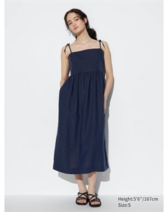 Платье-Комбинация из льна, цвет 69 синий Uniqlo