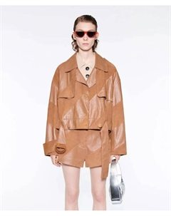 Кожаная куртка с деталями тренча, мультиколор Stand studio