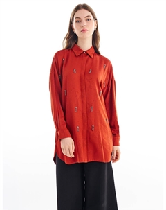 Туника с вышитым бисером воротником рубашки Kyr