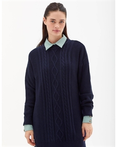 Трикотажная туника с круглым вырезом Темно-синяя Kayra