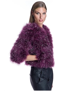 Женское болеро из перьев марабу с французскими рукавами и металлическими вставками, бордовый Maximilian