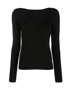 Топ с S образным вырезом и длинными рукавами, черный Joseph