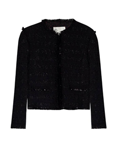 Шерстяной жакет с бахромой, черный Tory burch