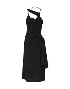 Платье S асимметричного кроя с драпировкой, черный Jacquemus