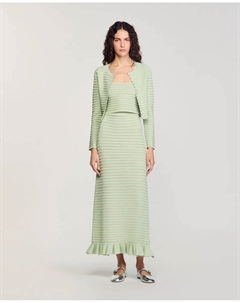 Женский короткий трикотажный топ со стразами, светло-зеленый Sandro