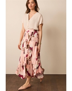 Асимметричная юбка миди со складками, розовый Next